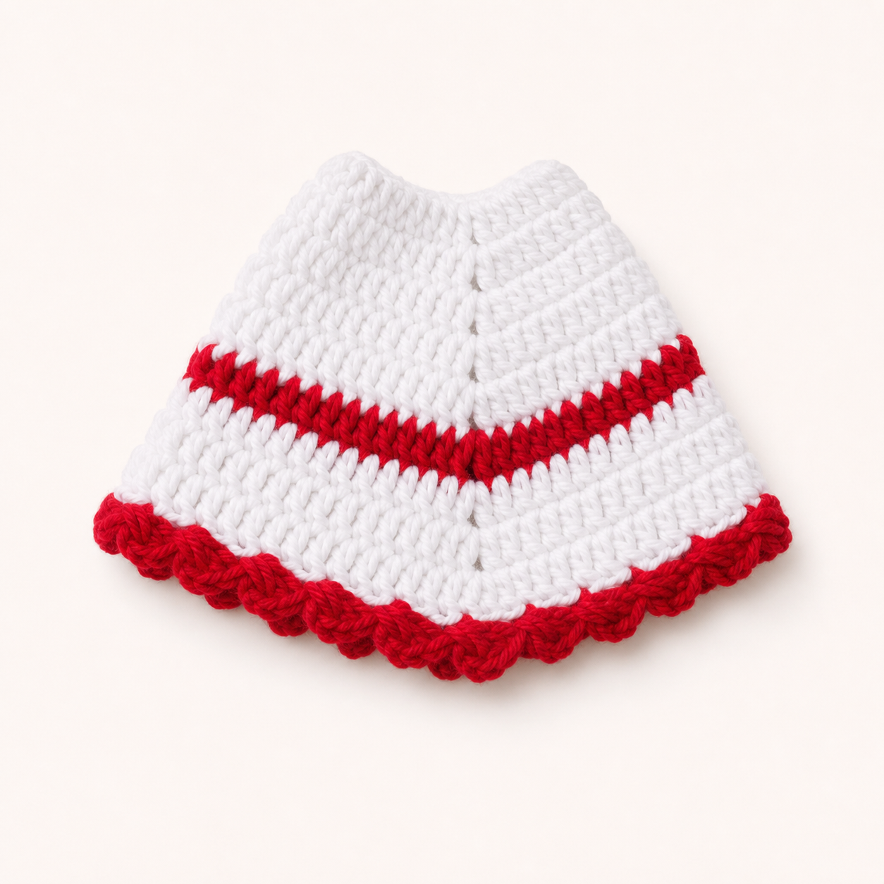White and Red Crochet Baby Cap