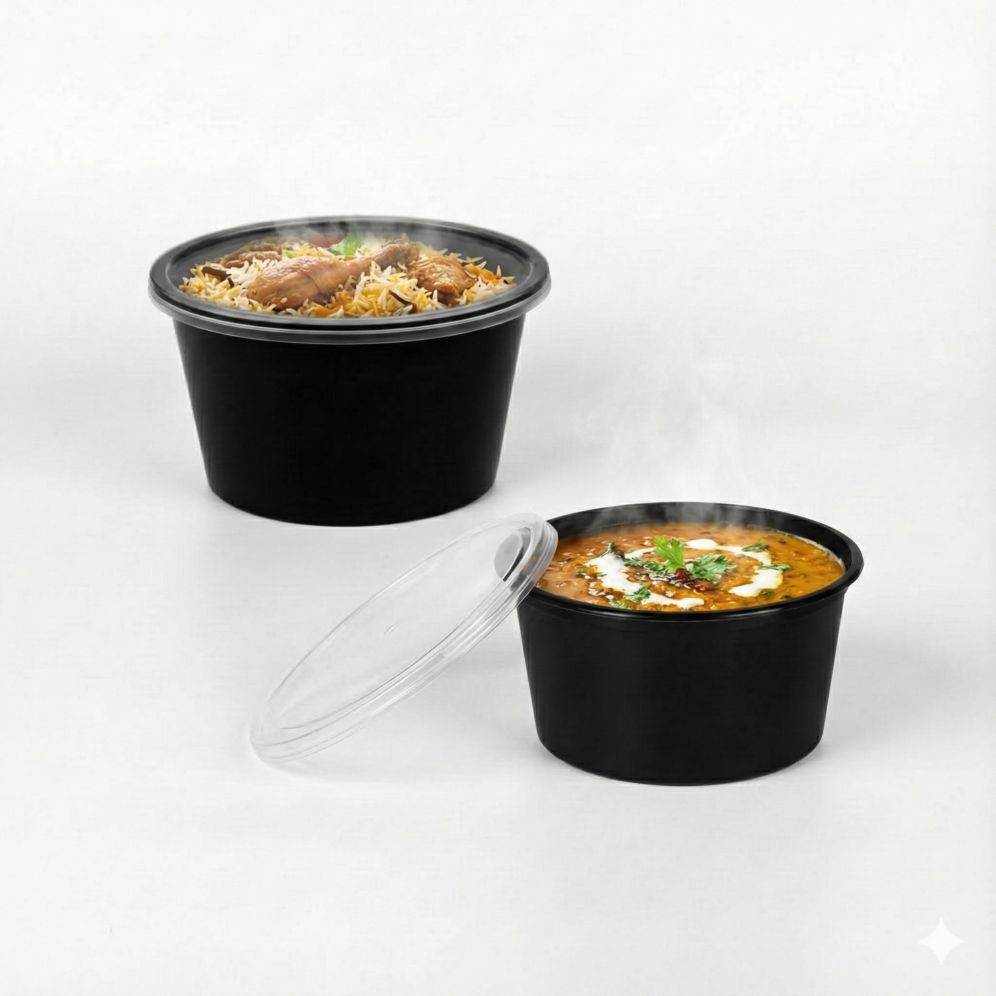 Buy 500ml Round Black Disposable Meal Box with Lid